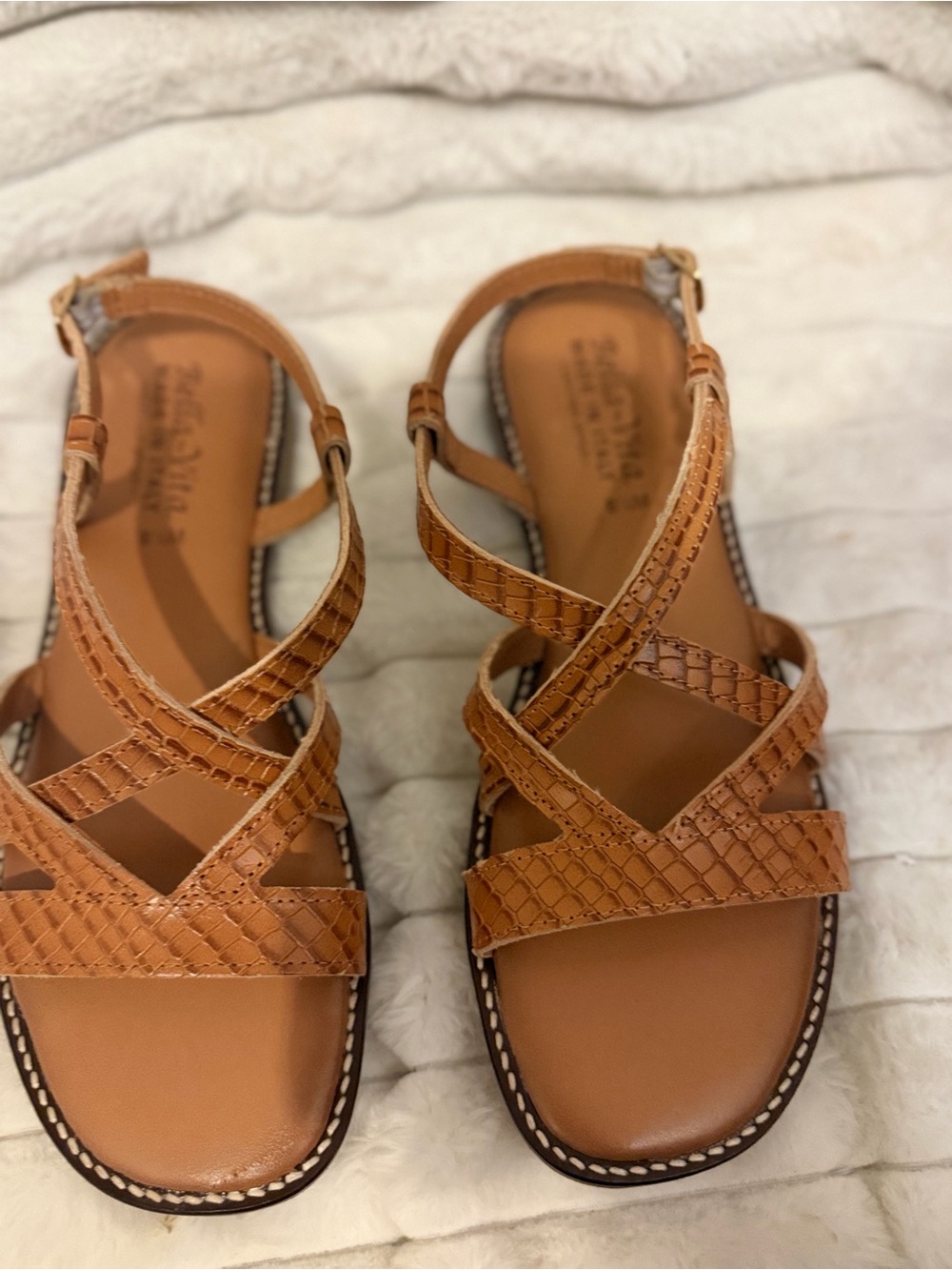 Bella Vita Tan Crisscross Strappy Sandals - Picture 2 of 6